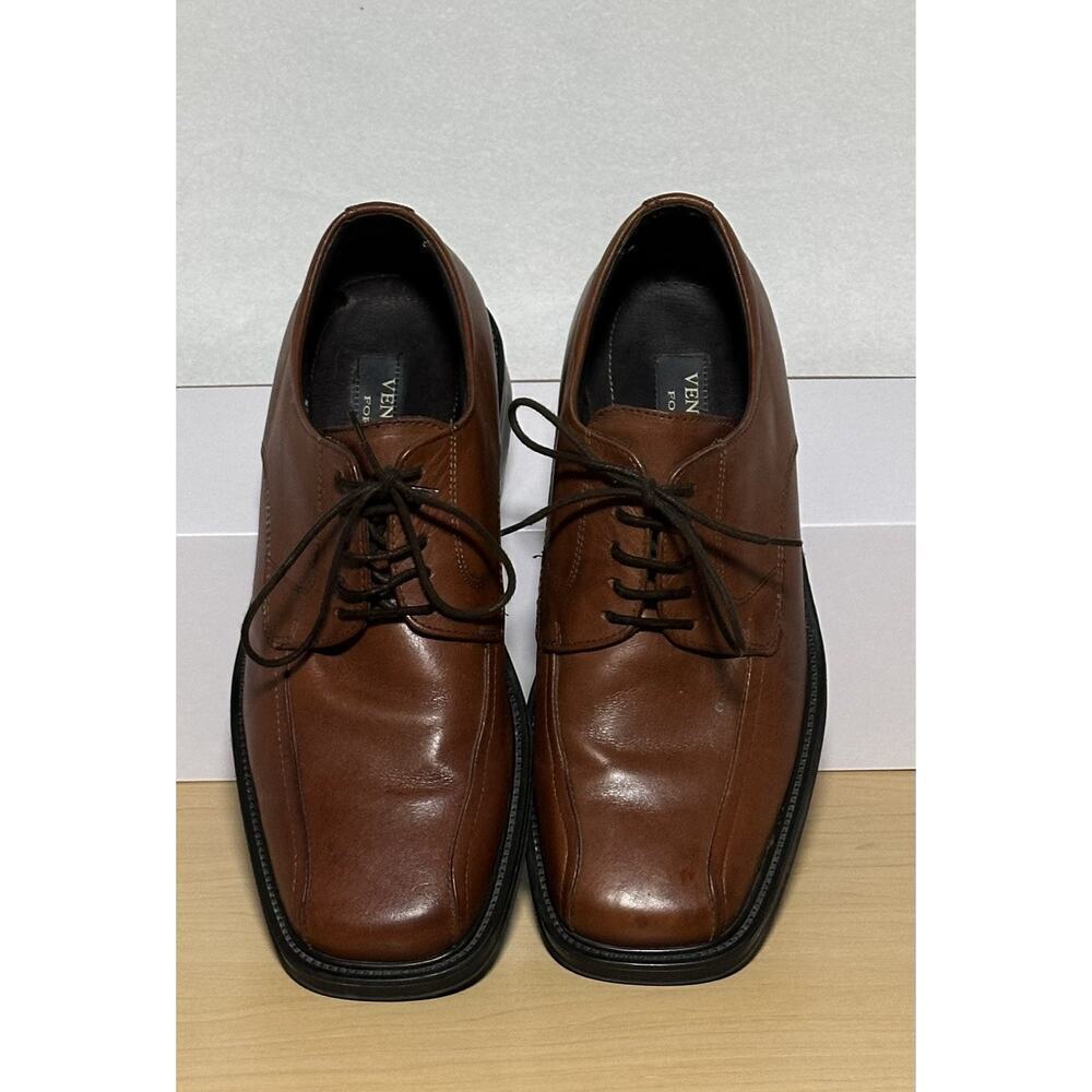 Venturini Dorino Italy Men's Lace Up Loafers Shoes Leather Brown Size 10M Preppy